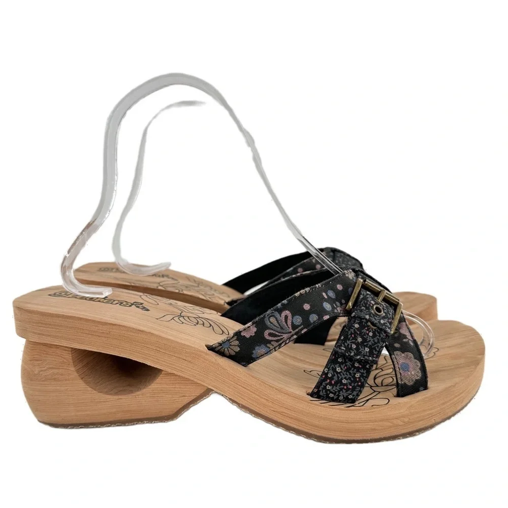 Sketchers Cali sandals 9 40.5 blue floral denim chunky platform foam y2k 90s
